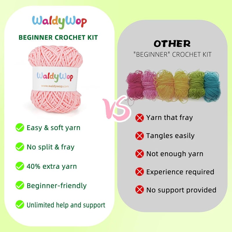 WaldyWop Crochet Kit for Beginners: 4 Flower Bracelets Knitting Kits for Adults Women w/Easy Yarn & Step-by-Step Video Tutorials - Wobbles Crochet Starter Kit for Teens, Birthday Gift for Mom - Image 3